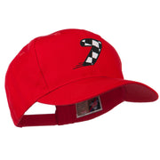 Checkered Flag Numbers Embroidered Red High Profile Cap