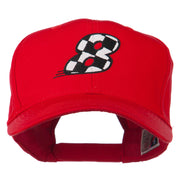 Checkered Flag Numbers Embroidered Red High Profile Cap