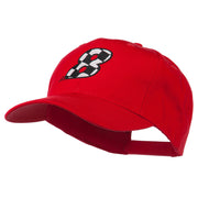 Checkered Flag Numbers Embroidered Red High Profile Cap