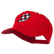 Checkered Flag Numbers Embroidered Red High Profile Cap