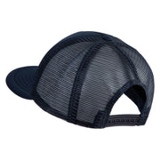 Old English Black C Patched Flat Bill Trucker Snapback Cap - Navy OSFM