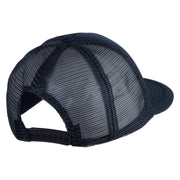 Old English Black C Patched Flat Bill Trucker Snapback Cap - Navy OSFM