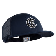 Old English Black C Patched Flat Bill Trucker Snapback Cap - Navy OSFM