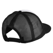 Old English Black C Patched Flat Bill Trucker Snapback Cap - White Black OSFM