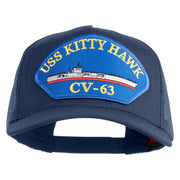 USS Kitty Hawk CV 63 Blue Patched Solid Cotton Twill 5 panel Mesh Back Cap - Navy OSFM