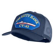 USS Kitty Hawk CV 63 Blue Patched Solid Cotton Twill 5 panel Mesh Back Cap - Navy OSFM