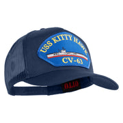 USS Kitty Hawk CV 63 Blue Patched Solid Cotton Twill 5 panel Mesh Back Cap - Navy OSFM