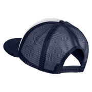 Old English Black C Patched Flat Bill Trucker Snapback Cap - White Navy OSFM
