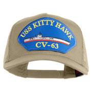 USS Kitty Hawk CV 63 Blue Patched Solid Cotton Twill 5 panel Mesh Back Cap - Khaki OSFM