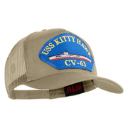 USS Kitty Hawk CV 63 Blue Patched Solid Cotton Twill 5 panel Mesh Back Cap - Khaki OSFM