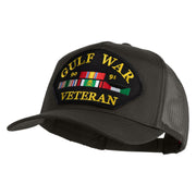 Gulf War 90-91 Veteran Patched Solid Cotton Twill 5 panel Mesh Back Cap - Charcoal OSFM