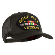 Gulf War 90-91 Veteran Patched Solid Cotton Twill 5 panel Mesh Back Cap - Charcoal OSFM