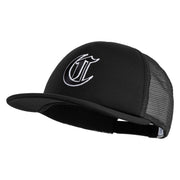 Old English Black C Patched Flat Bill Trucker Snapback Cap - Black OSFM
