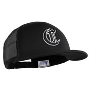 Old English Black C Patched Flat Bill Trucker Snapback Cap - Black OSFM