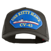 USS Kitty Hawk CV 63 Blue Patched Solid Cotton Twill 5 panel Mesh Back Cap - Charcoal OSFM