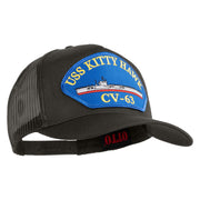 USS Kitty Hawk CV 63 Blue Patched Solid Cotton Twill 5 panel Mesh Back Cap - Charcoal OSFM