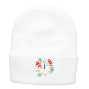 Clock with Decorations Embroidered Long Beanie