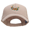 Autumn Flowers Embroidered Low Profile Structured  Cap - Khaki OSFM