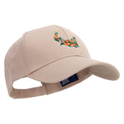 Autumn Flowers Embroidered Low Profile Structured  Cap - Khaki OSFM