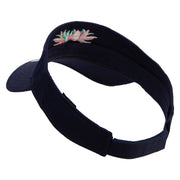 Mardi Gras Carnival Badge Mask Embroidered Cotton Twill Sun Visor - Navy OSFM