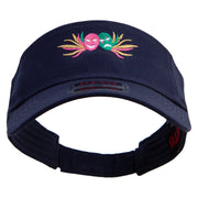 Mardi Gras Carnival Badge Mask Embroidered Cotton Twill Sun Visor - Navy OSFM