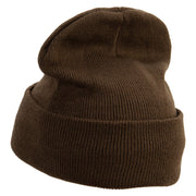 Striped Cat Icon Embroidered Fleece Lined Cuff Beanie - Olive OSFM