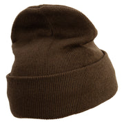 Striped Cat Icon Embroidered Fleece Lined Cuff Beanie - Olive OSFM