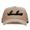 Canoeing Silhouette Embroidered Solid Cotton Twill 5 panel Mesh Back Cap