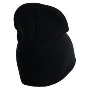 Retired US Navy Symbol Embroidered 8 Inch Knit Short Beanie Made in USA - Black OSFM