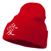 Chinese Symbol Love Embroidered Long Beanie