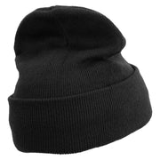 Striped Cat Icon Embroidered Fleece Lined Cuff Beanie - Black OSFM