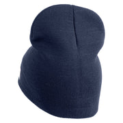 Retired US Navy Symbol Embroidered 8 Inch Knit Short Beanie Made in USA - Navy OSFM