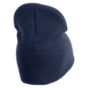 Retired US Navy Symbol Embroidered 8 Inch Knit Short Beanie Made in USA - Navy OSFM