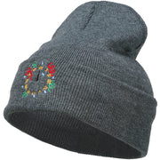 Clock with Decorations Embroidered Long Beanie