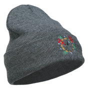 Clock with Decorations Embroidered Long Beanie