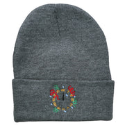 Clock with Decorations Embroidered Long Beanie