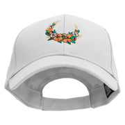 Autumn Flowers Embroidered Low Profile Structured  Cap - White OSFM