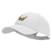 Autumn Flowers Embroidered Low Profile Structured  Cap - White OSFM