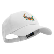 Autumn Flowers Embroidered Low Profile Structured  Cap - White OSFM