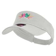 Mardi Gras Carnival Badge Mask Embroidered Cotton Twill Sun Visor - White OSFM