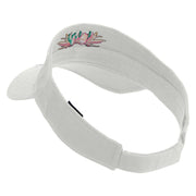 Mardi Gras Carnival Badge Mask Embroidered Cotton Twill Sun Visor - White OSFM