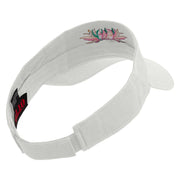 Mardi Gras Carnival Badge Mask Embroidered Cotton Twill Sun Visor - White OSFM