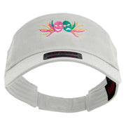 Mardi Gras Carnival Badge Mask Embroidered Cotton Twill Sun Visor - White OSFM