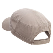 Army Retired Embroidered Garment Washed Adjustable Army Cap - Khaki OSFM