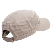 Army Retired Embroidered Garment Washed Adjustable Army Cap - Khaki OSFM