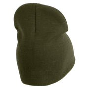 Retired US Navy Symbol Embroidered 8 Inch Knit Short Beanie Made in USA - Olive OSFM