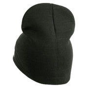 Retired US Navy Symbol Embroidered 8 Inch Knit Short Beanie Made in USA - Graphite OSFM
