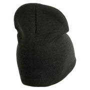 Retired US Navy Symbol Embroidered 8 Inch Knit Short Beanie Made in USA - Graphite OSFM