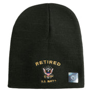 Retired US Navy Symbol Embroidered 8 Inch Knit Short Beanie Made in USA - Graphite OSFM