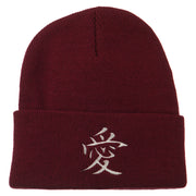 Chinese Symbol Love Embroidered Long Beanie